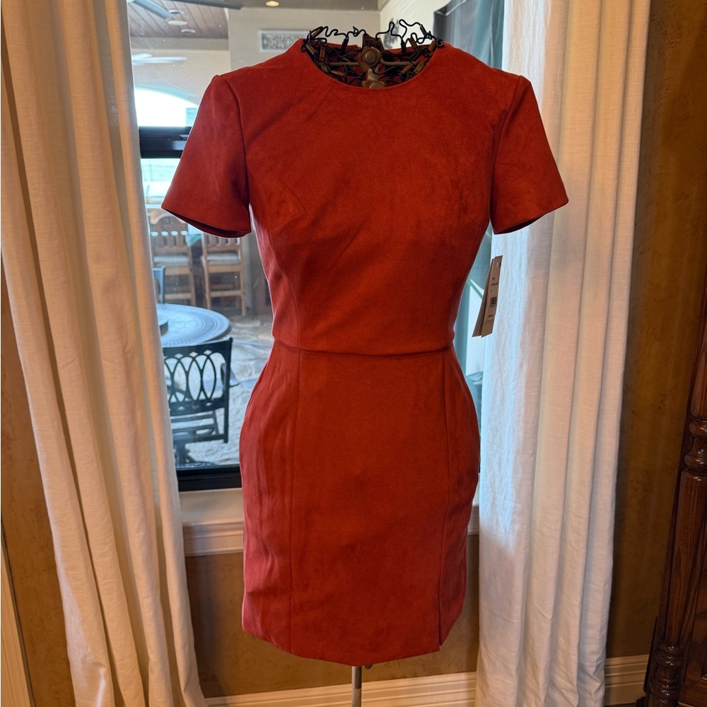French Connection Red Sheath Mini Dress Crew Neck